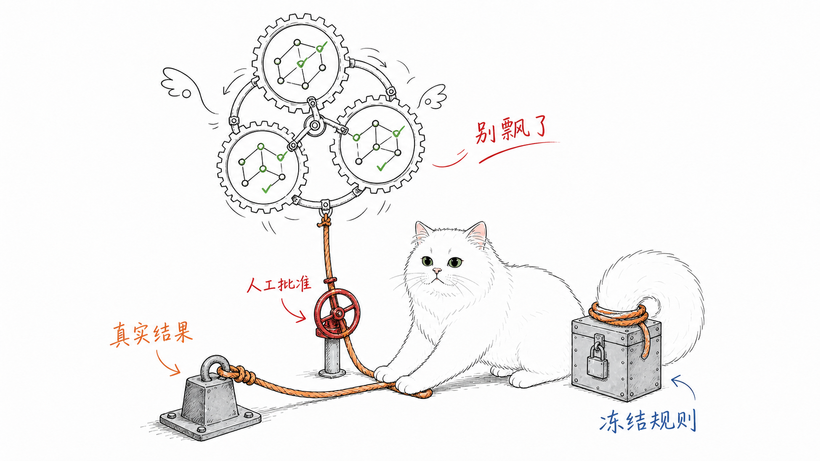 用真实结果、冻结规则和人工批准拴住 Graph